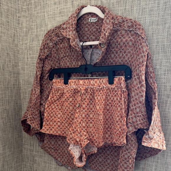 Free People Rust Patterned Intimates Set - Picture 1 of 3